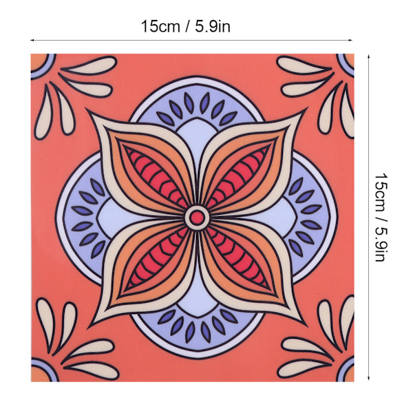 10 st Bohemisk Stil Vattentäta Halksäkra Kakelgolvväggdekaler Dekoration 15x15cm (Typ 2)