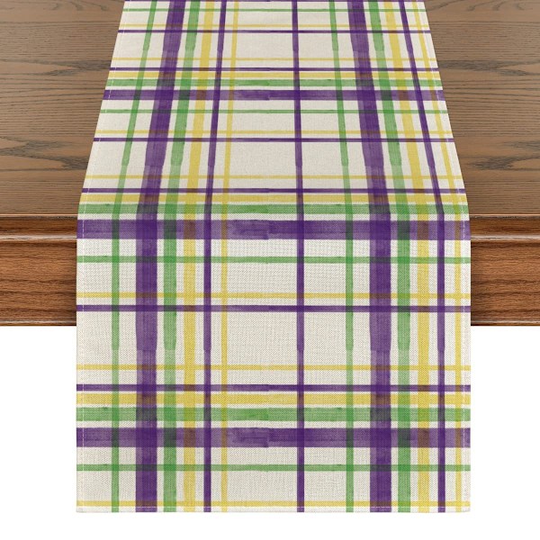 Oransje og svart Buffalo Plaid høstbordløper, Halloween kjøkken- og spiseborddekorasjon for utendørs hjemmefest 13x72 tommer Style 3