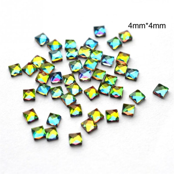 Glitter Glas Flade Base Dekoration Neglekunst Pailletter Sequins Manicure (Kvadrat)