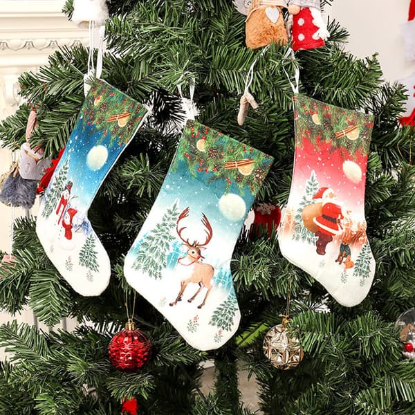 Tryckt Julstrumpa Hänge Juldekorationstillbehör