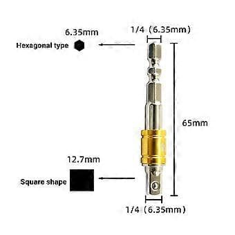 6 stk. 1/4 3/8 1/2 Socket Adapter Drill Bit Sett Muttertrekker Power Extension Impact Hex Shank Adapter Bor Nøkkelhylse