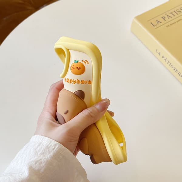 Sött 3D-mobilskal för iPhone 16 Pro, roligt Capybara Bubble tecknat skal iPhone 16 Pro