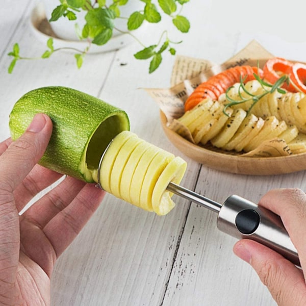 Kompakt Portabel Design Grönsakskärnare, Rostfria Blad För Zucchini, Potatis, Morötter, Multifunktionell Vass Bladborr, Ergonomiskt Halkskydd