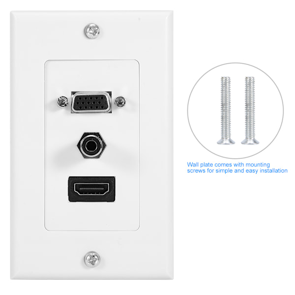 Vit HDMI + VGA + 3.5 Honuttagare Väggplatta Paneluttag US-Standard