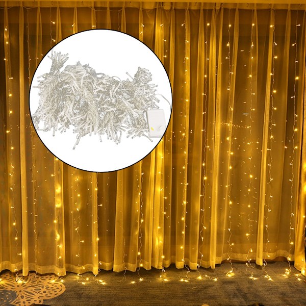 6x3m Dekorativ Ljusslinga Gardin Lampa Lykta för Högtid Inomhus Utomhus Ornament