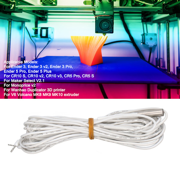 5 stk. 24V 60W Varmepatroner Udskiftning Rustfrit Stål Hoved Opvarmningsrør 3D Printer Tilbehør 2 Meter / 6,6ft