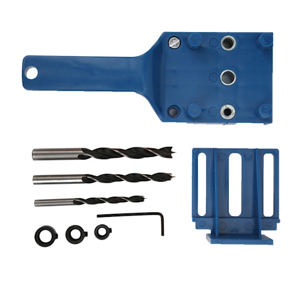 8 stk/sett Snekkerhull-lokaliseringsverktøy for boring, dowel-guide for snekring, blå