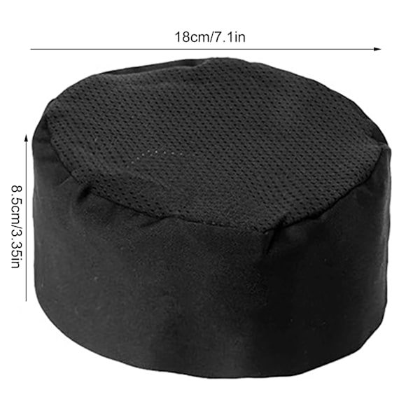 Chef Hat Adjustable Size Top Vent Breathable Cotton Polyester Fiber Black Chef Cap for Restaurant