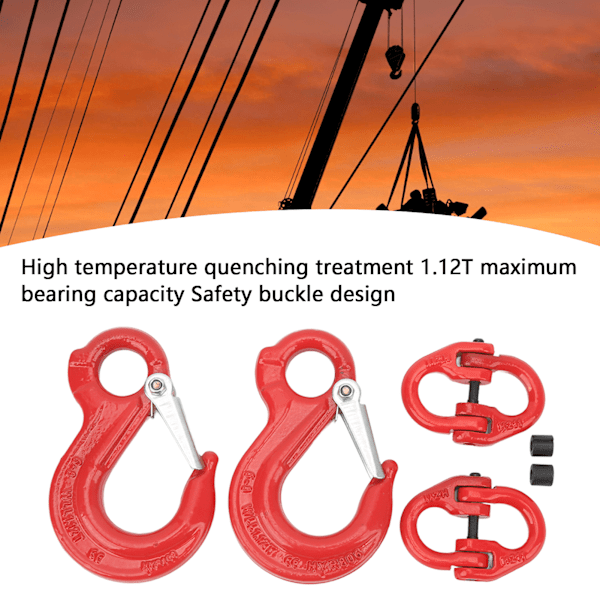 2 Sæt Slip Hook Eye Sling Heavy Duty 1.12T Bærende Trailer Løft Hammer Lås Kædeforbindelse