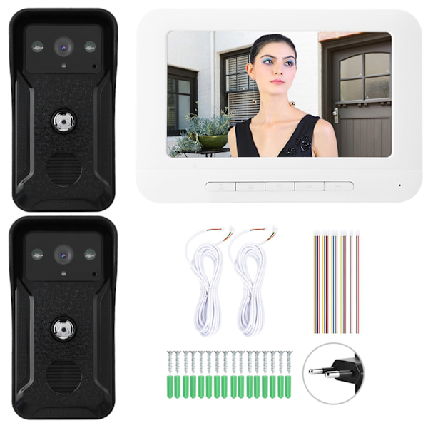 7 Tums LCD Videodörrtelefon Intercom Dörrklocka Kit Vattentät Heminträdessystem 2V1(EU 100-240V)