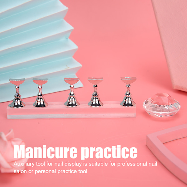Neglekunst Display Øvelsesstativ Magnetisk Negle Fingernegl Tip Holder Manicure Sæt Værktøj6#