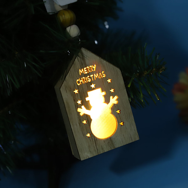 Julepynt Lysende LED Lys Håndverk Julelampe Hjem Henger Ornament Snømann