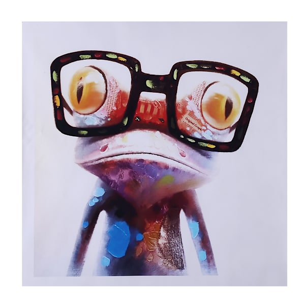Groda Cartoon Canvasmålning Tryckt Bild Väggkonst för Hem Kontor Sovrum Dekoration (50*50cm)