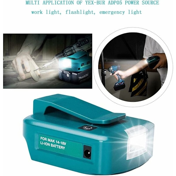 Type-C Snabbladdande USB-Laddaradapter, Kompatibel med Makita Batteri Trådlös Ström, Lättanvänd Portabel Strömriktare För Camping, Arbete i Mörker,