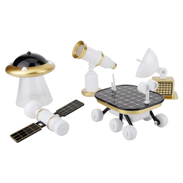 Mars Rover Modell Barn Plast Rymdleksaker UFO Satellit Radar Teleskop Kit