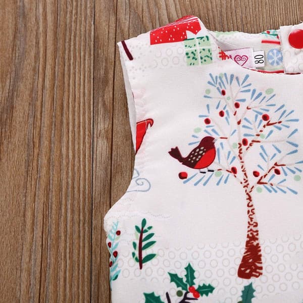 Baby Piger Julekjoler Tøj Blomster Hjorte Ærmeløse Sæt