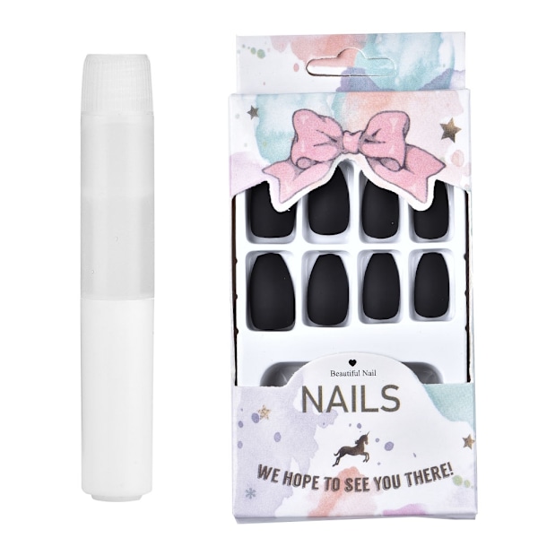 Manikyr Färdig Mode Polish Matt Manikyr Patch Falsk Dekal Nagelkonst (Svart)