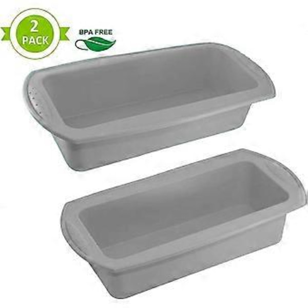 Rektangulær Silikone Brød Bageform Kageform Non-Stick Kage, 27 X13X 6.5 Cm Rød - Grå