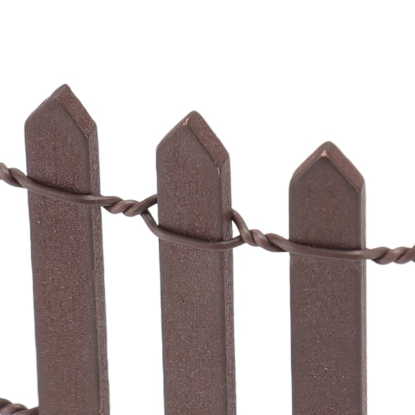 4 st Miniatyr Fe Trädgård Staket Trä Staket Ornament DIY Trädgårdstillbehör för Dockhus Suckulent Växtkruka Brun