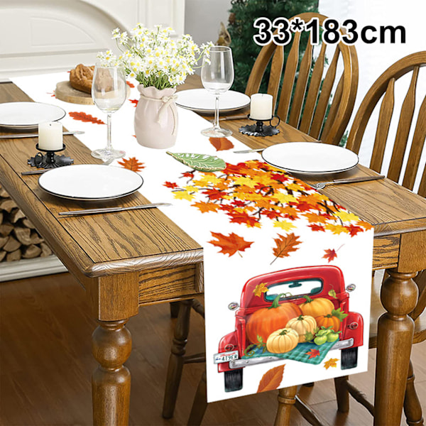 Höstdekorationer för hemmet, Höstlöv i lönnformat bordslöpare, Thanksgiving Vattenfärg Växt Gula Löv Hemköksdekoration, 13x72 tum Style 4