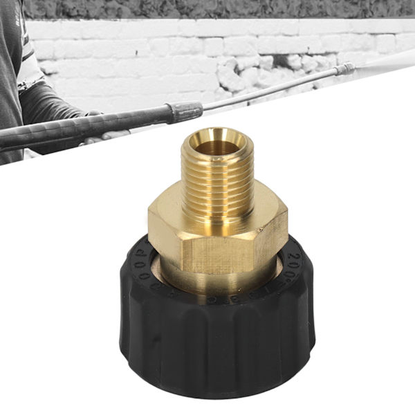 Trykkvaskadapter Messing Gummi Antikorrosjon G1/4in til M22 X 1,5 mm Trykkvaskerslangegjenger for utskifting Hane til Hunn 15 mm OD
