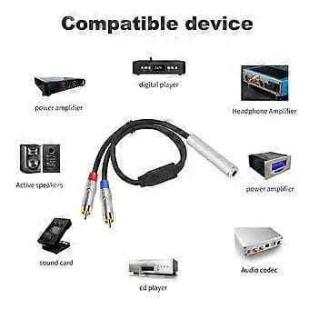 Fleksibelt 6,35 mm til 2 han stereo lyd Y-adapterkabel til hjemmebiografsystemer 0,5 m