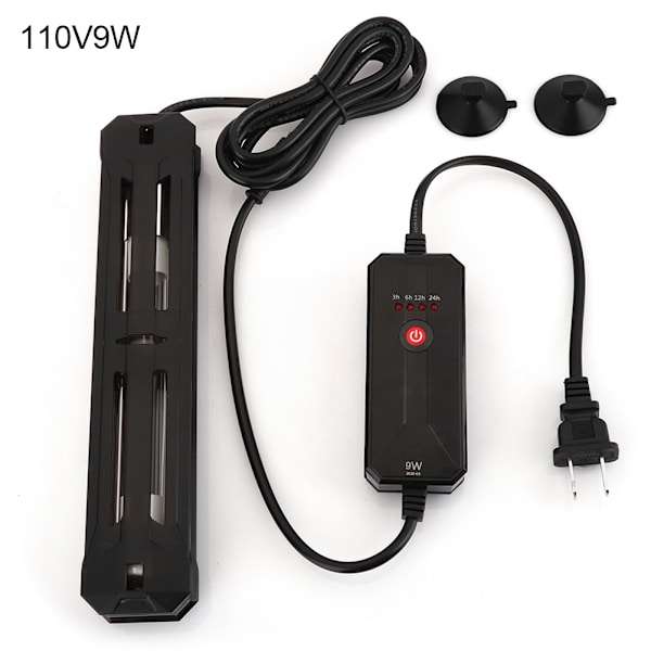Akvarium Steriliseringslampe Amfibisk Timer Dykning Akvarium Alge UV Lys Sterilisator US 110V 9W