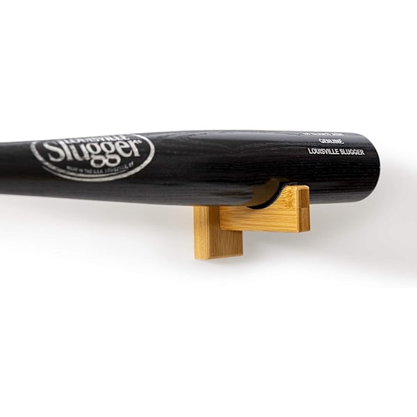 Baseball Bat Display Case Veggmontert Horisontal Stativ Braketter Hengerholder Bambus Finish