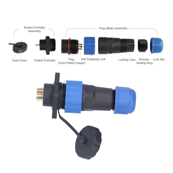 Vanntett stikkontakt Kvadratisk flystrømkontakt Butt-terminaladapter AC 380V SP205 Pin