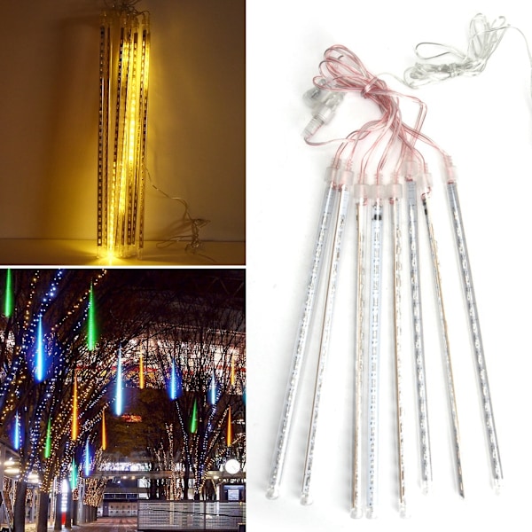 30cm Solcellsdriven Stjärnfall Trådslinga Fairy Lights Utomhus Vattentät Dekor DIY Lampa (gul)