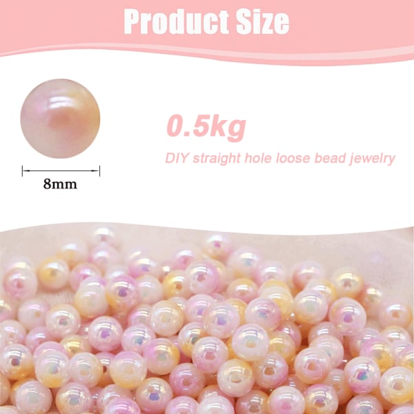 Gradient Imitation Pearl Beads Gemstone Round Pärlor för smycken