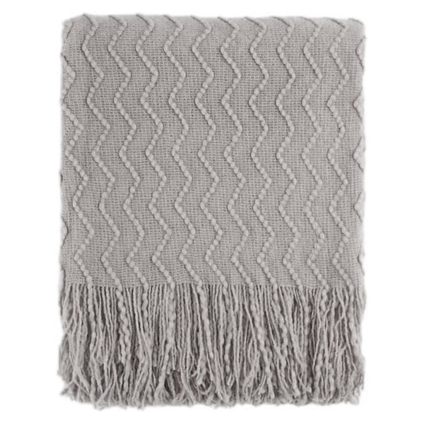 Kastteppe Teksturert Solid Myk Sofa Dekorativ Strikket Teppe, 50\" x 60\" khaki
