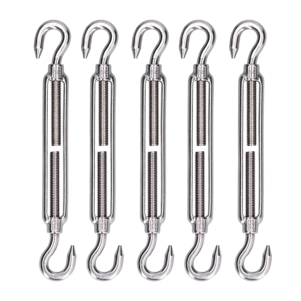 5 stk. Strammeskruer med krok og krok, Wire Rope Tension, 304 rustfritt stål, Skygge Seil Hardware M6