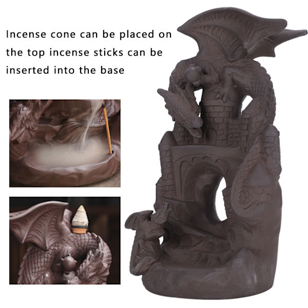 Tilbageflydende Røgelsebrændere Kreativ Slot Pterosaur Form Vandfald Brænder Håndværk Hjem Dekoration