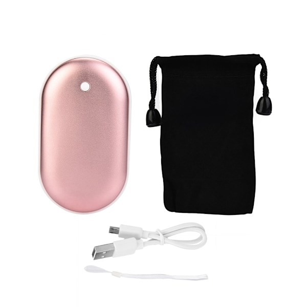 Multifunktionel Bærbar Cobblestone-mønstret Eksplosionssikker Håndvarmer Powerbank (Rosaguld)