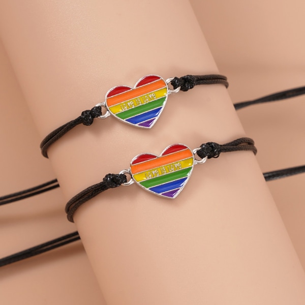 Kärleksarmband, armband med regnbågshjärta, present