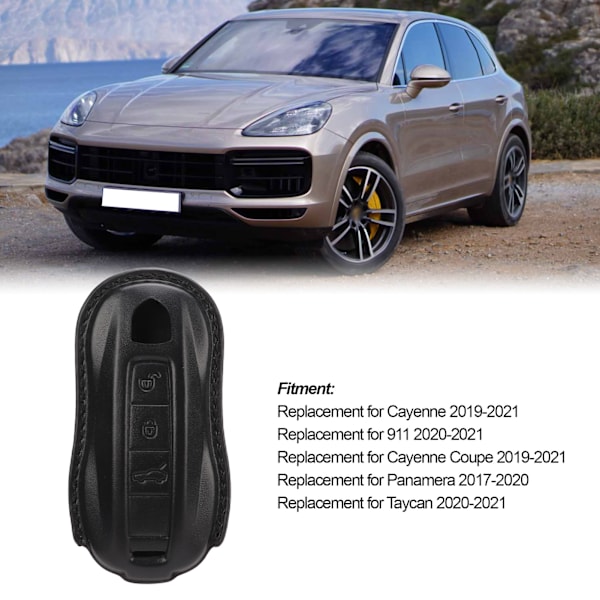 Nyckelskal i ko-läder för bilnyckel, skyddande skal för Cayenne Coupe 911 Panamera Taycan