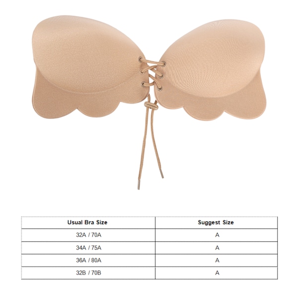 Silicon Strapless BH Trådlös Push Up Enstycke Rygglös BH för Kvinnor (Hudfärg A)