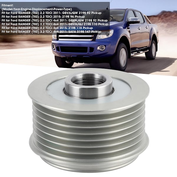 Alternator Clutch Pulley F‑587281 Generatordeler Passer til Ford RANGER (TKE) 2.2 TDCi