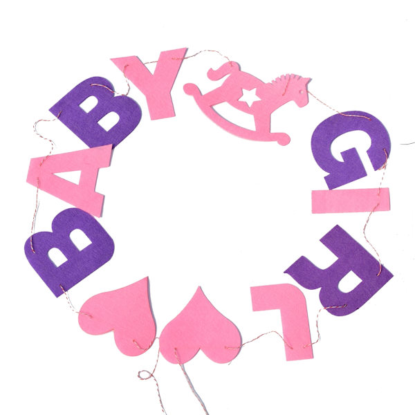 Födelsedag Dekorationsset Baby Shower Fotorekvisita Girlang Flagga (Rosa Flicka)