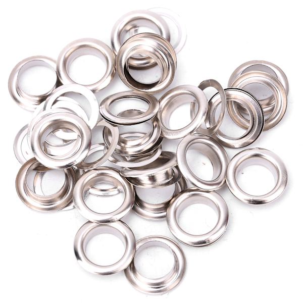 100 stk Messing Stof DIY Værktøj Strik Tilbehør Rustfri Læder Håndværk Øje (Sølv 17mm)