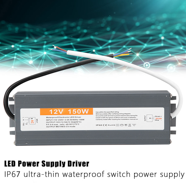 150W UltraThin Waterproof Power Supply LED Power Supply Driver AC170250V (50/60HZ)(DC12V )