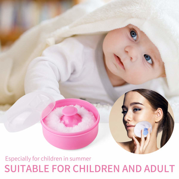 Baby Body Cosmetic Powder Puff Body Powder Puff og beholderveske (rosa og blå)