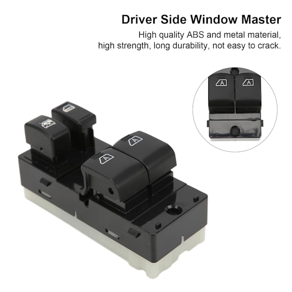 Forrude Vindue Master Switch Venstre Side 25401‑ZJ00A Sort Udskiftning til Nissan Titan 2004‑2015 2 Døre