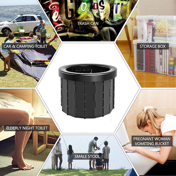 Bärbar Campingtoalett med Utdragbar Toalettpappershållare, Multifunktionell Hopfällbar Toalett för Kvinnor och Män, Snabb Installation Robust ABS-Plast
