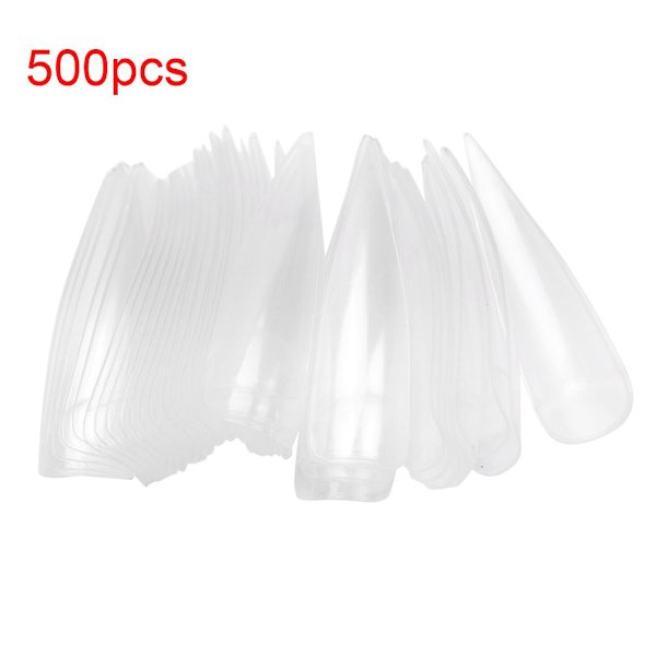 500 Tips Falska Naglar Färgvisning Tips Plastövningstipsstavar Manikyrverktyg Transparent
