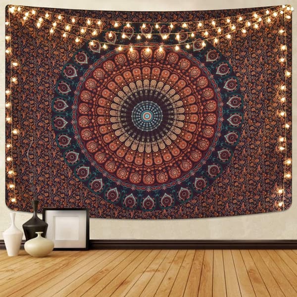 Bøhmisk Mandala Gobelin Hippie Gobeliner Psykedelisk Påfugl