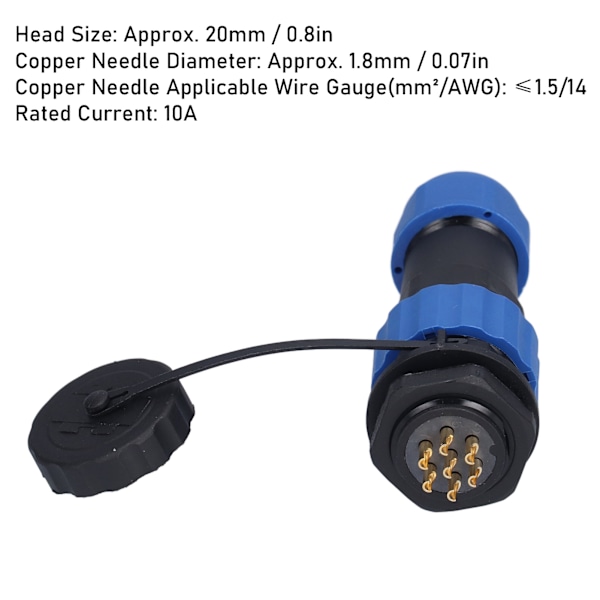 Aviationkontakt IP68 Vattentät Kontakt Bakmutter Han/Hona Butt-terminal 380V SP207 Stift