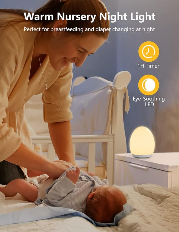 Natlampe til børn, 1800mAh babynatlampe med 8 farver