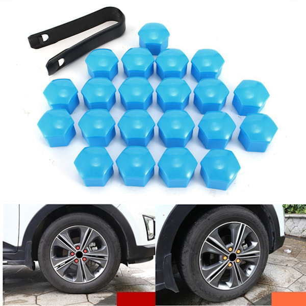 20 kpl Vannemutterin Peite 17mm Auton Vannepultin Mutterin Suojaus Kannen Poistotyökalulla